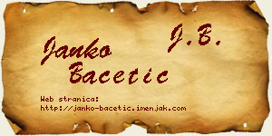 Janko Bacetić vizit kartica
